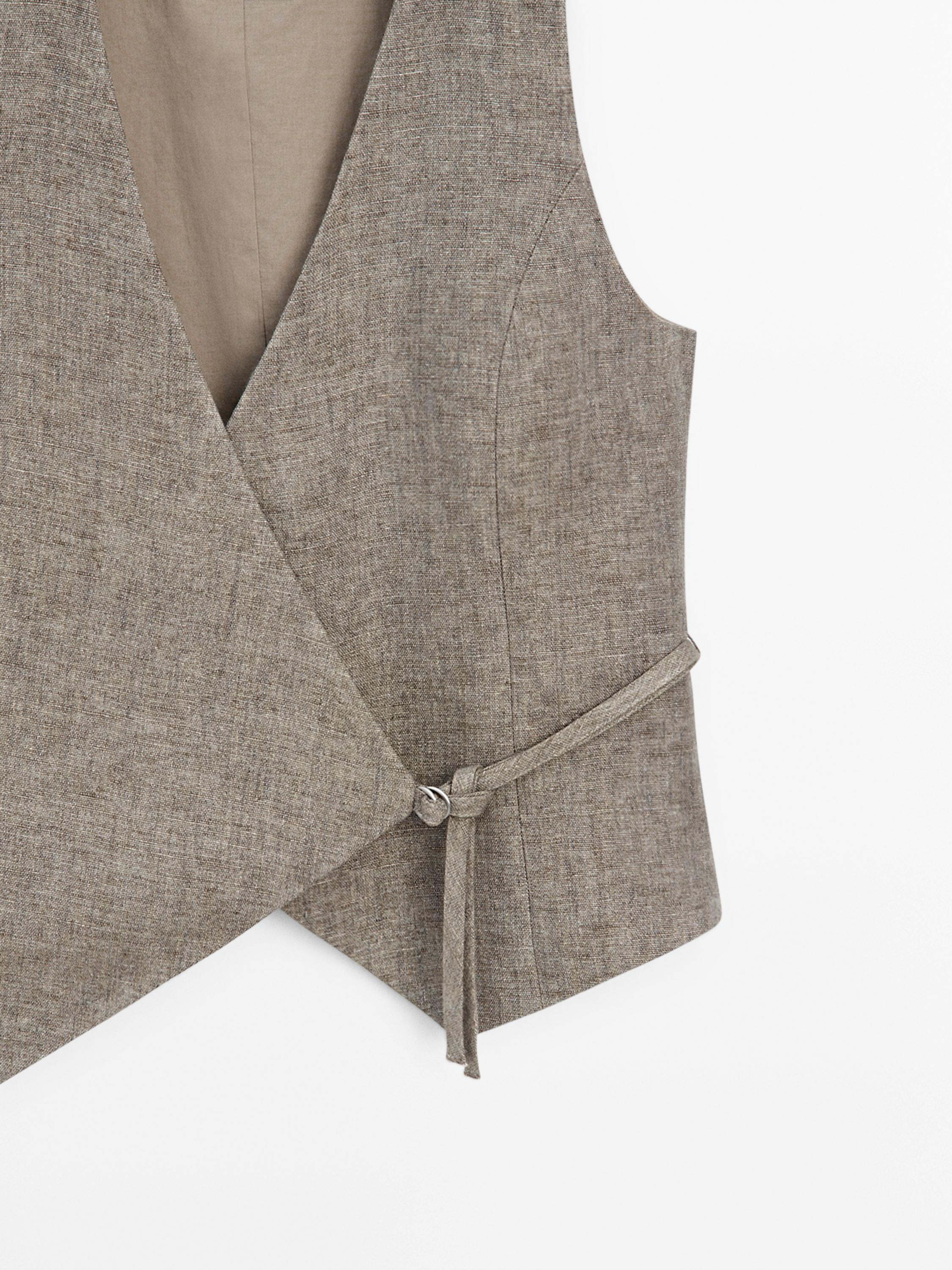 100% linen short double-breasted waistcoat